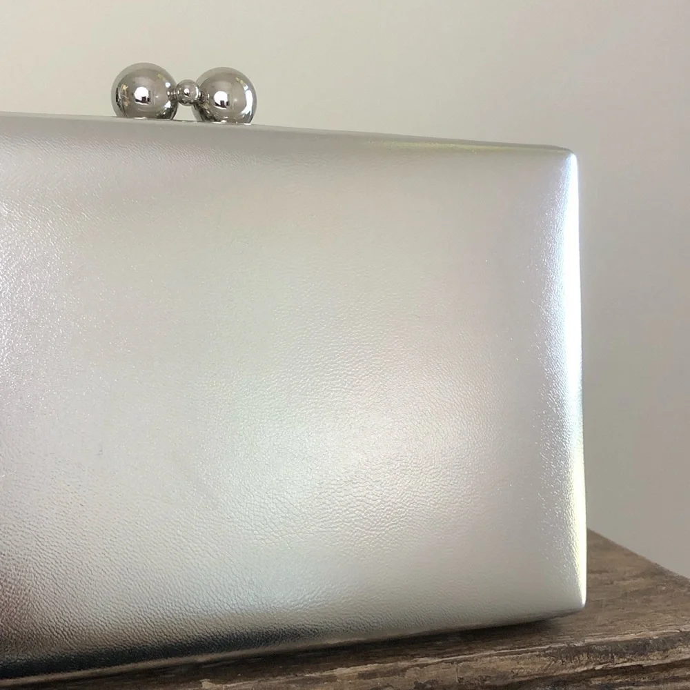 EVER NEW Handbag Silver Pink Clutch Bridal Bridesmaid Wedding Formal Dressy - Picture 15 of 16